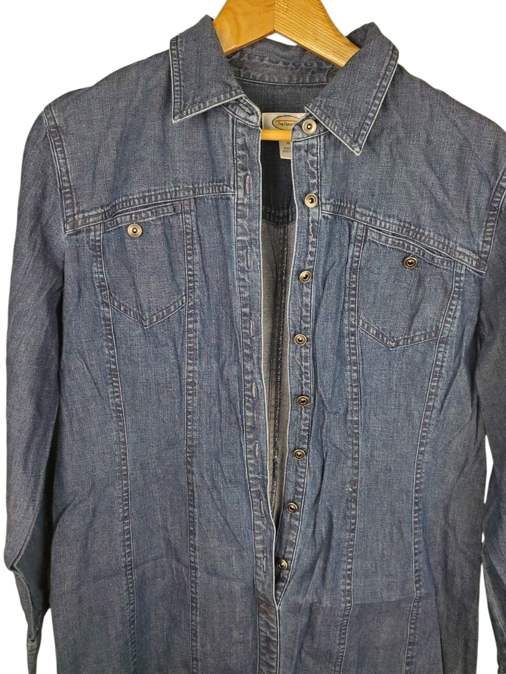 VTG Talbots Denim Shirt Midi Dress Size 16 PETITE – Long Sleeve Blue Jean. #258 - Picture 2 of 11